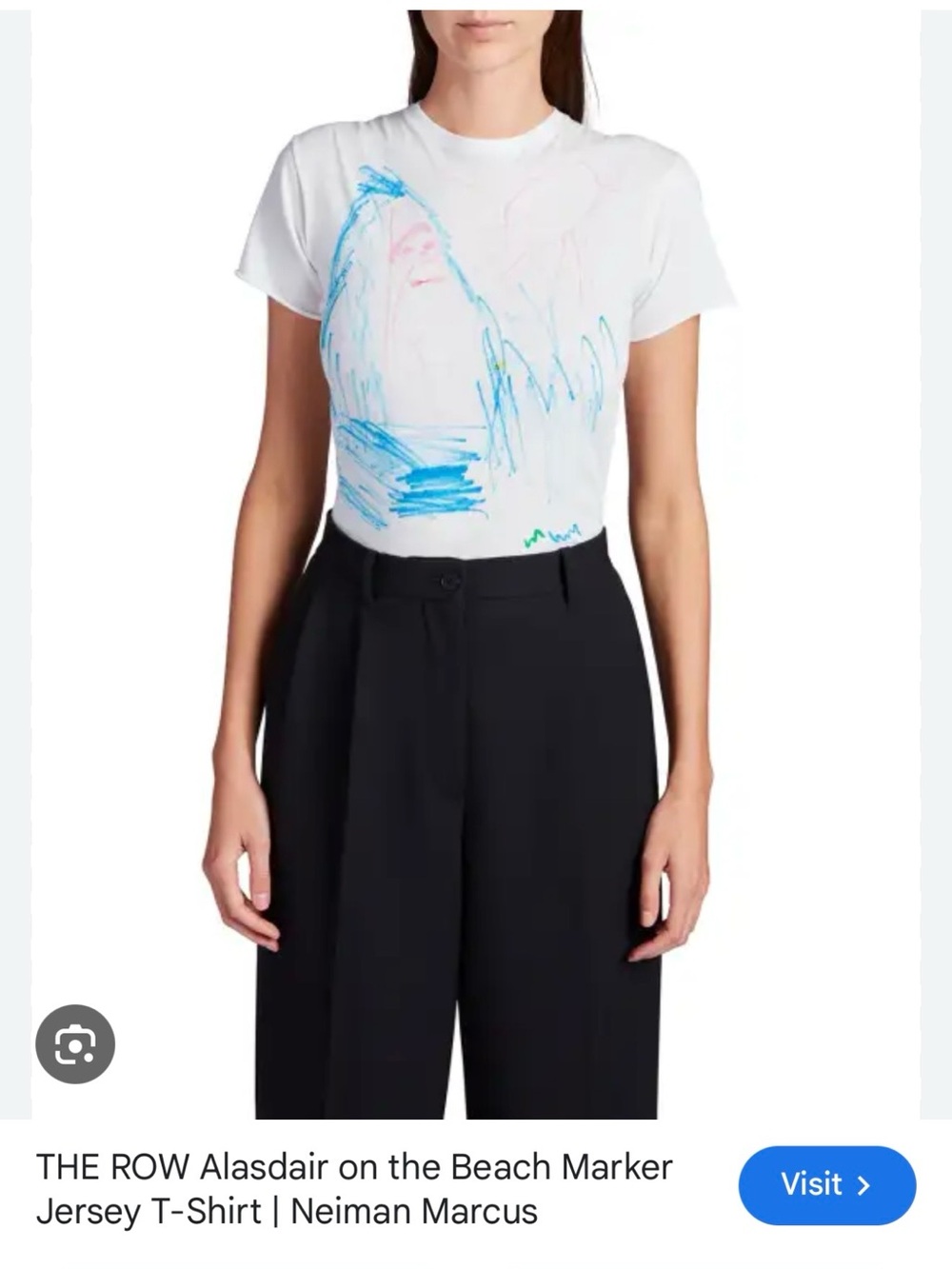 The Row White Jersey Tee with Blue Marker Sketch